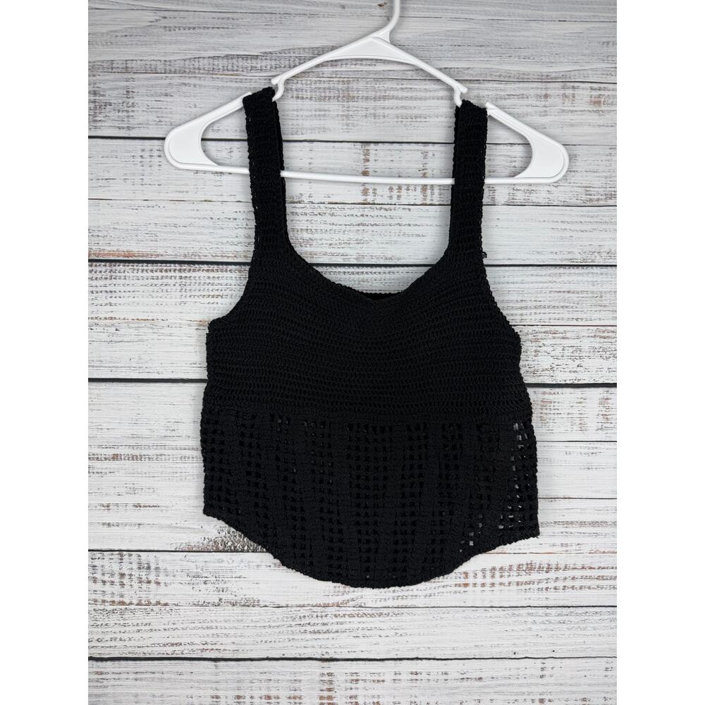 Rebellion Again Black Crochet Tank Top Coastal Goth Whimsigoth XS Festival Boho